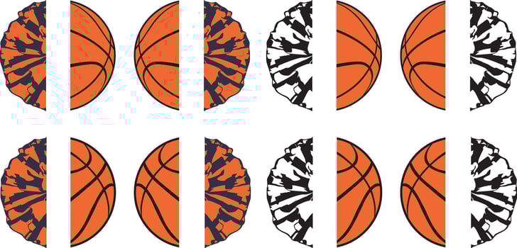 Split Cheer Basketball Balls, Basketball Clipart, Cheerleader Cut Files vector