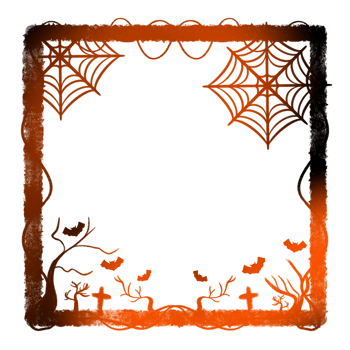 Light Frame Surrounded vine Tree cross Two Spider web Six Bats png
