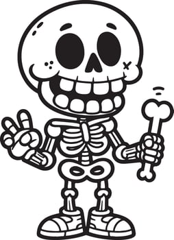 Human Skeleton standing with bones vector