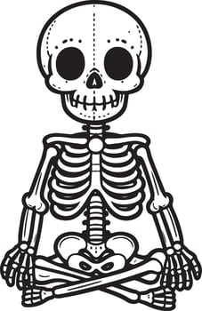 The Skeleton sits in meditation vector