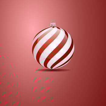A red and white striped ball with a white center vector