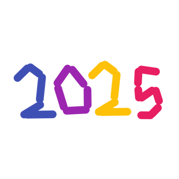 Colourful 2025 doodle png