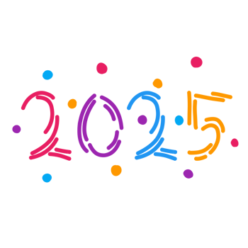 2025 new year with colourful dots png