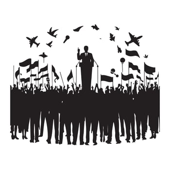People Give A Speech silhouette on white background vector