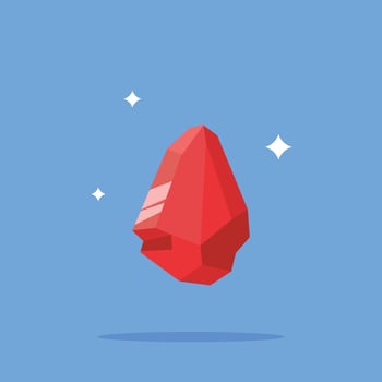 Natural rocks and minerals logo, red crystal illustration with mining materials. vector