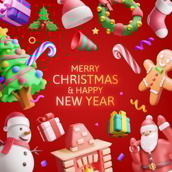 3D Christmas greeting card background vector