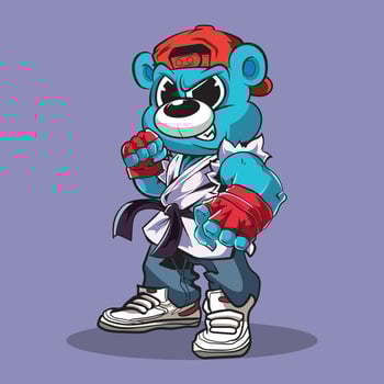 Cute Cartoon of Bear Wearing Karate Outfit vector