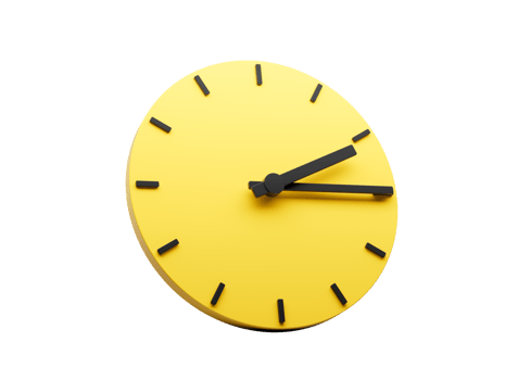 3d Simple Yellow Round Wall Clock Two Fifteen Quarter Past Two 3d illustration png