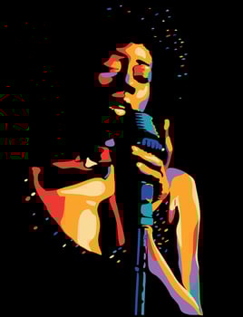 Colorful, high contrast, jazz singer illustration vector