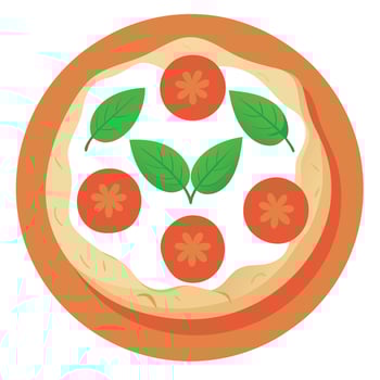 Freshly shaped dough topped with San Marzano tomatoes. melted mozzarella cheese. and fragrant basil vector