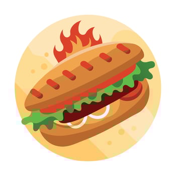 Delicious grilled turkish or beef meat sandwish boasting a medley of soaring ingredients and spices vector