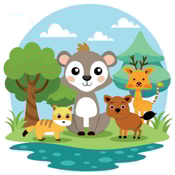 Cartoon animal background vector