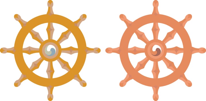 Wheel of Dharma symbol. Dharmachakra used in Hindu, budhha, buddhism religion of modern India vector