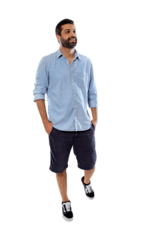 young brazilian model posing in casual clothes on neutral background png