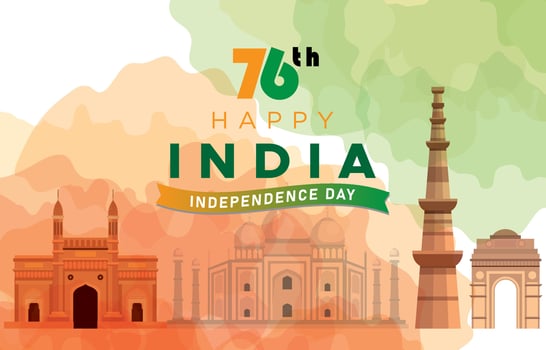 happy india independence day 76th of august banner with orange white and green background design13 vector