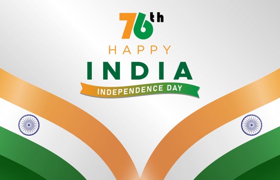 happy india independence day 76th of august banner with orange white and green background design vector