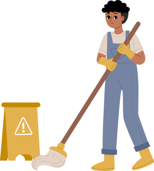 Cleaning Service Worker wiping floor png