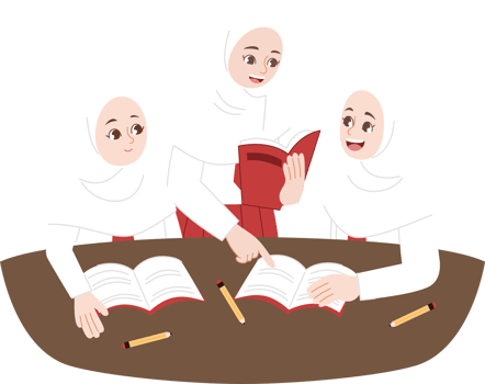 student study together wear hijab png