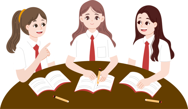 cute girls student study group png
