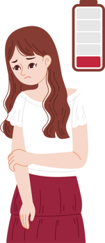 long haired woman with low energy png
