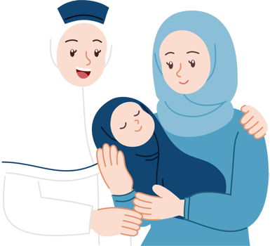 muslim midwife hugging muslim mom with baby png