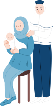 muslim midwife accompany new mom with her baby png