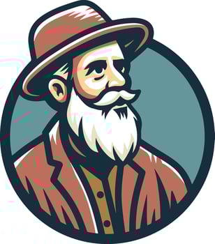 Circular Old Man Vintage Logo vector