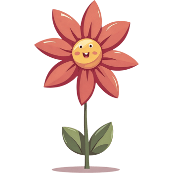 A cartoon flower with a smile on it png