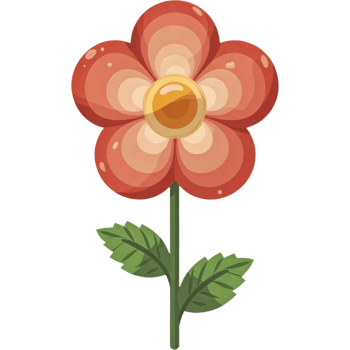 A flower with a green stem and red petals png