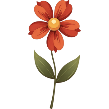 A red flower with a yellow center png