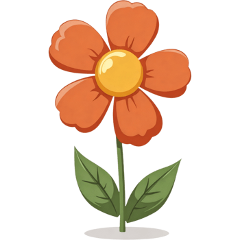 A cartoonish orange flower with a yellow center png