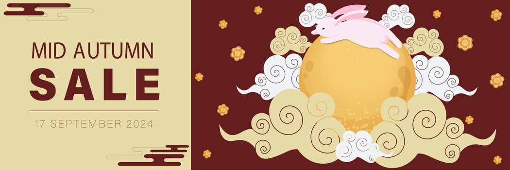 Mid-Autumn Sale banner with moon rabbit. illustration vector