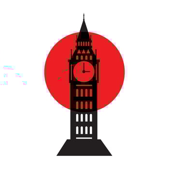 London logo design with clock tower, London Big Ben icon vector