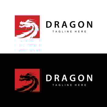 Black silhouette design simple dragon logo animal legend template illustration vector