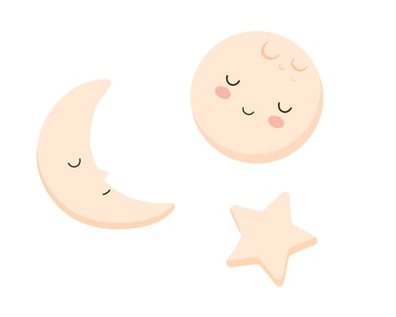 Moon and star in pastel colors vector