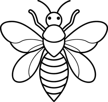 The bee outline and smooth line art vector