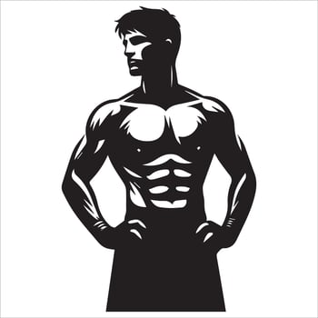 A silhouette of a man with a muscular body vector