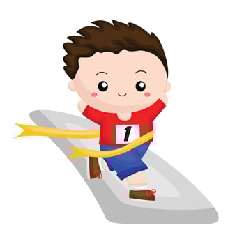 Cute Kids Activity Sport Winning Running Championship Cartoon Illustration Clipart Sticker Decoration Background vector