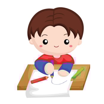 Cute Kids Daily Routine Activity Drawing Learning Studying Student Cartoon Illustration Clipart Sticker Decoration Background vector