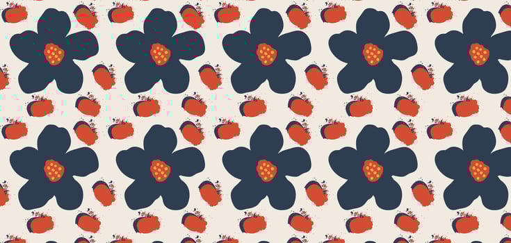 Hand drawn flowers seamless pattern. Pastel boho background in minimalist for presentation, backgrounds, wallpapers, textile, and fashion. vector