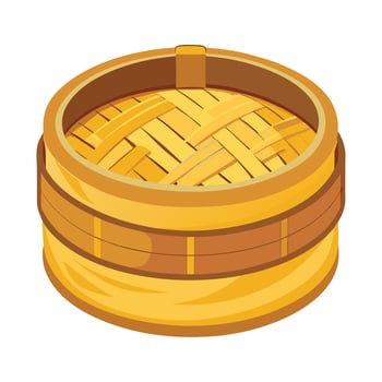 bamboo steamer basket illustration vector