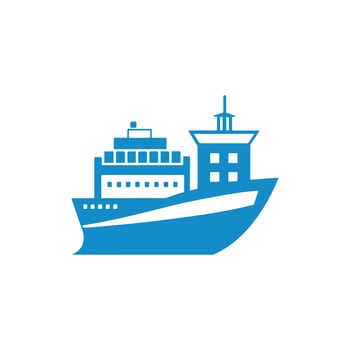 Cruise Ship logo, blue, icon, illustration. vector
