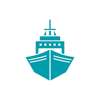 Blue ship icon, logo, illustration. vector