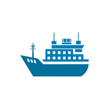Cruise Ship Clipart, blue, icon, illustration. vector