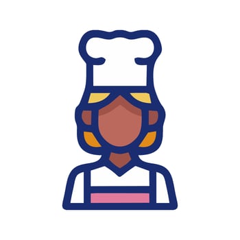 a woman in a chef hat icon vector