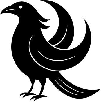 Black crow stencil expresses avian grace in bold, minimalist silhouette. . png