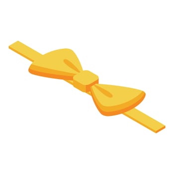 Yellow bow tie isometric fashion accessory icon vector