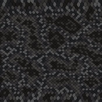 Snake skin pattern. Black viper, drawing on the skin. Reptile surface monochrome leather texture. Animal background for printing vector