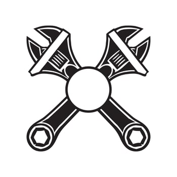 A black and white illustration of a wrench and a wrench vector