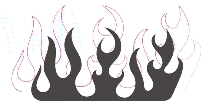 Flame neo tribal tattoo y2k hot print line and silhouette retro ornament collection. Fire set design elements isolated on white vector